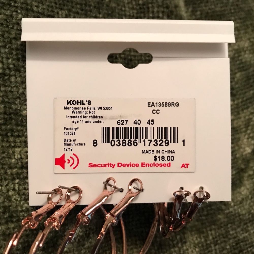 Lauren Conrad - Multi Sized, Rose Gold-toned, Hoop Earring Set - NWT - Picture 3 of 3